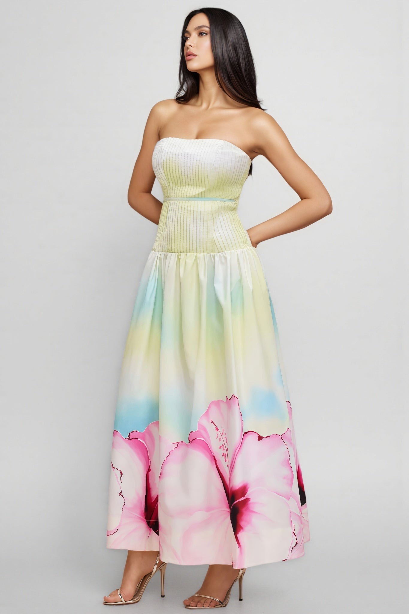Rexor Strapless Print Maxi Dress
