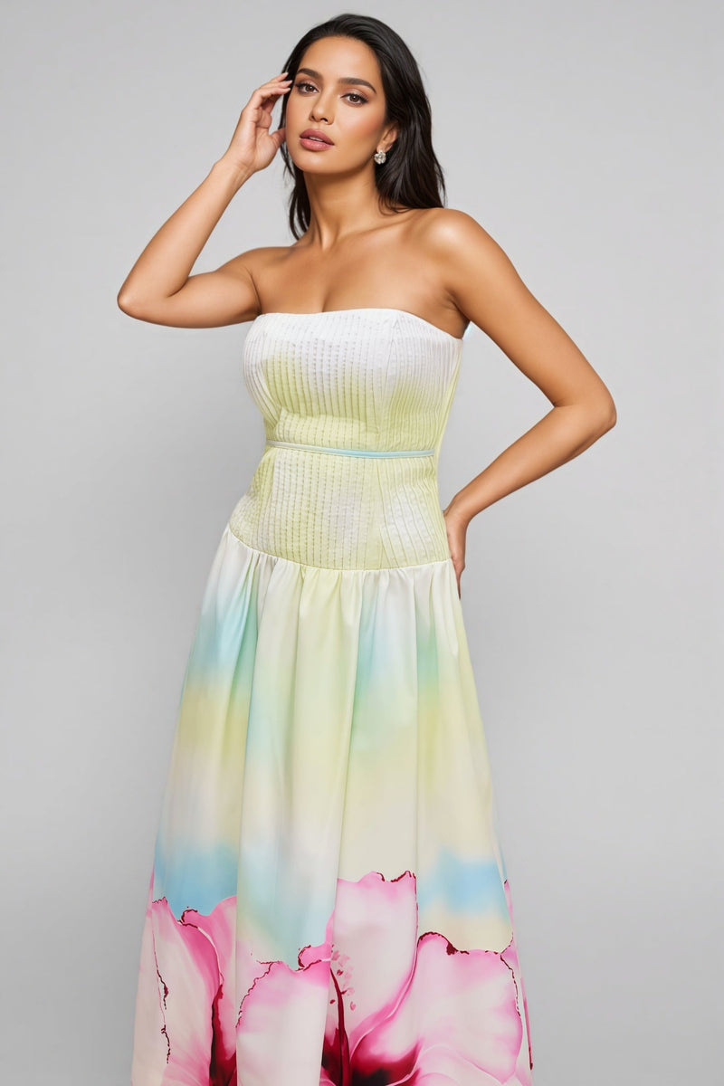 Rexor Strapless Print Maxi Dress