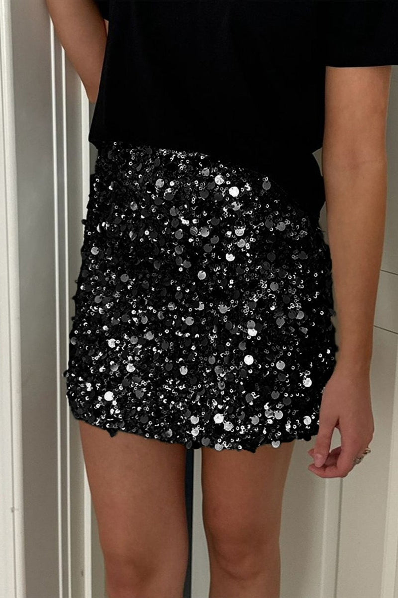 Sequins Hem Bodycon Mini Skirt