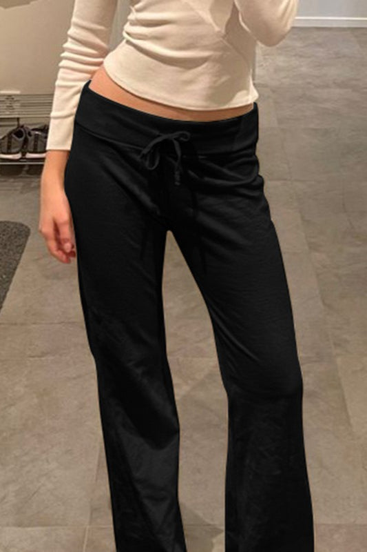 Roll Waist Color Low Rise Knit Pants