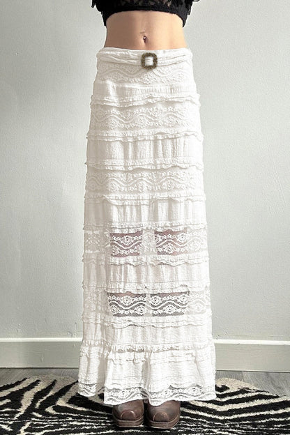 Sheer Lace Low-waist Maxi Skirt