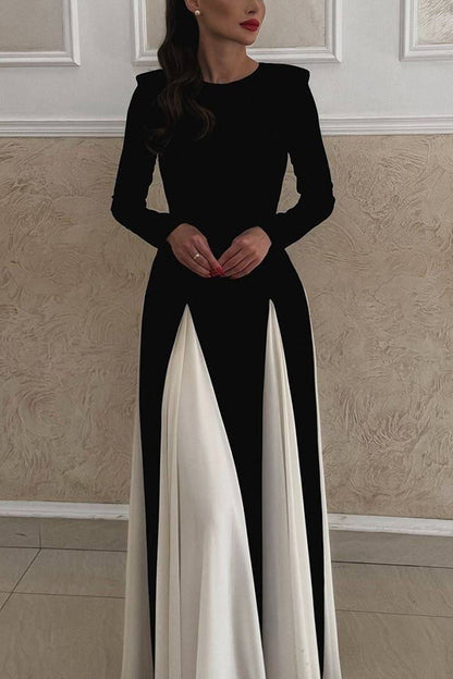 Getting Glam and Panelled Tulle Long Sleeve A-line Maxi Dress