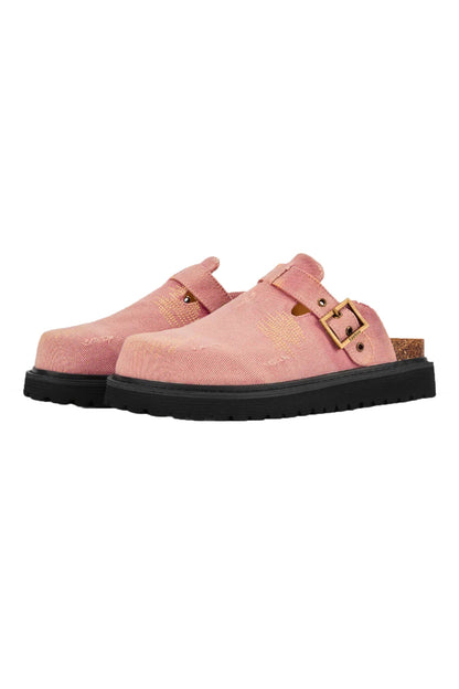 Distressed Denim Closed-toe Slip-on Flat