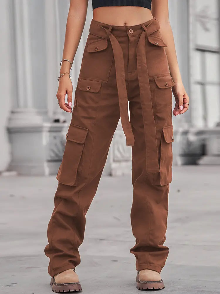 Washed Multi-pocket Denim Cargo Pants