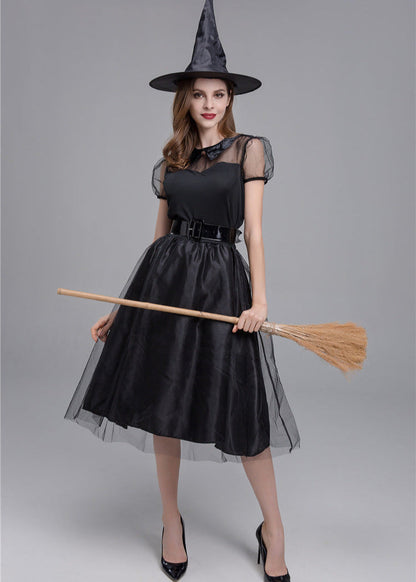 Midnight Enchantress - ’s Black Witch Costume Dress With Hat and Accessories