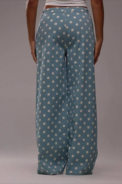 Polka Dot Mid Waist Wide Pants