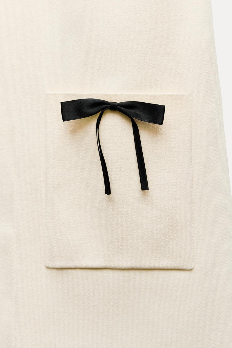 Round Neck Bow Knit Mini Dress