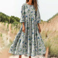 Women's Floral Art Print Cotton Crew Neck Dress