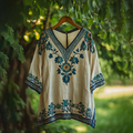 Women's Bohemian Vacation Retro Floral V-neck T-shirt elevenforest
