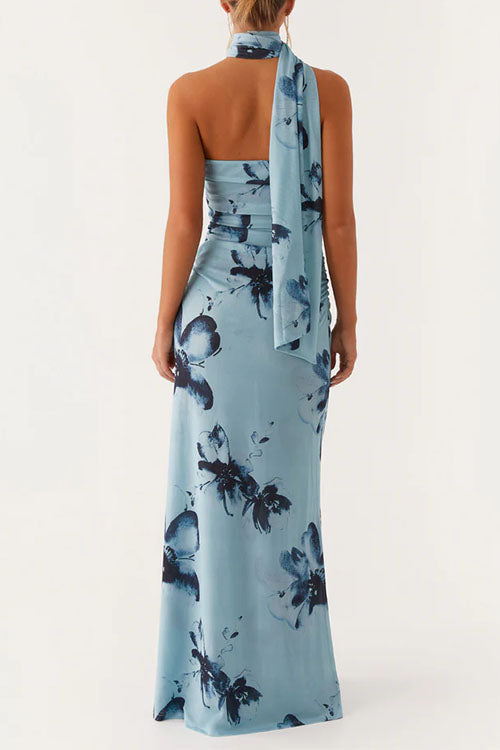 Moxidress Strapless Tube Print Bodycon Maxi Dress