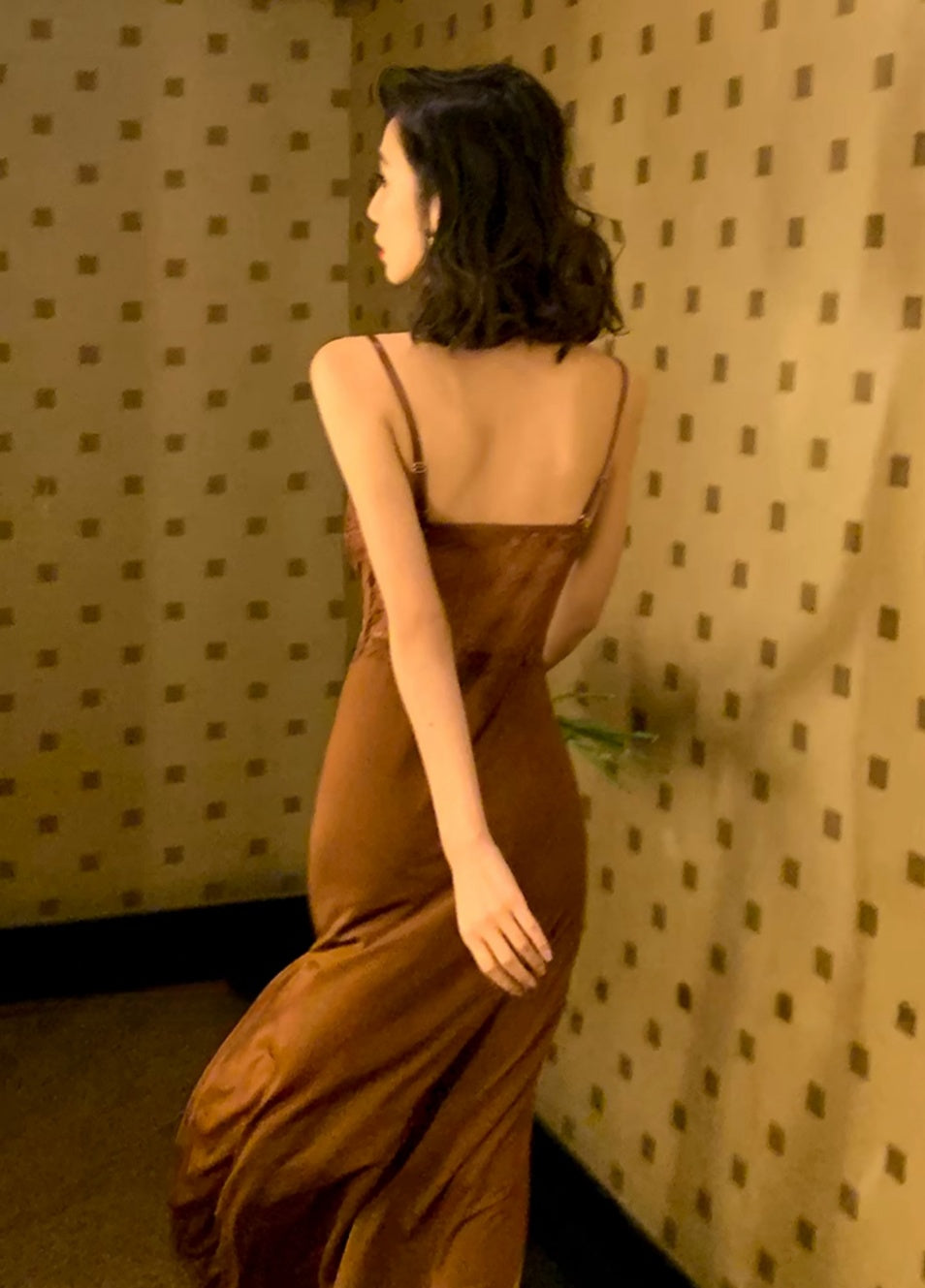Brown Lace Maxi Dress