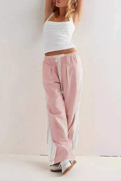 Side Stripe Airy Wide Leg Sweat Pants