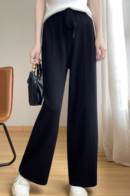 Wool Blend High Waist Knit Pants