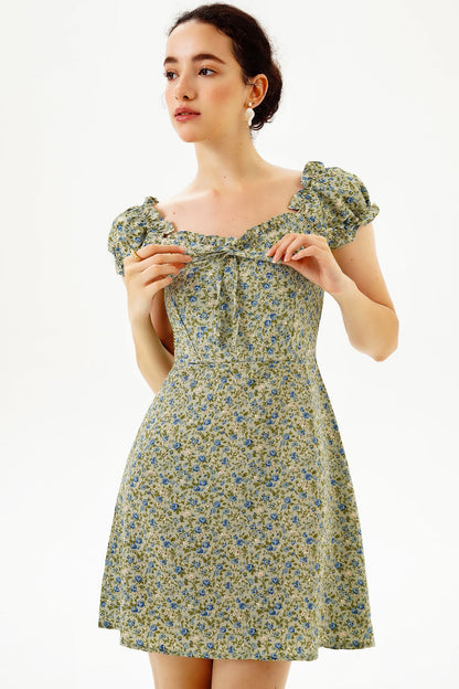 Short Sleeve U-neck Mini Dress