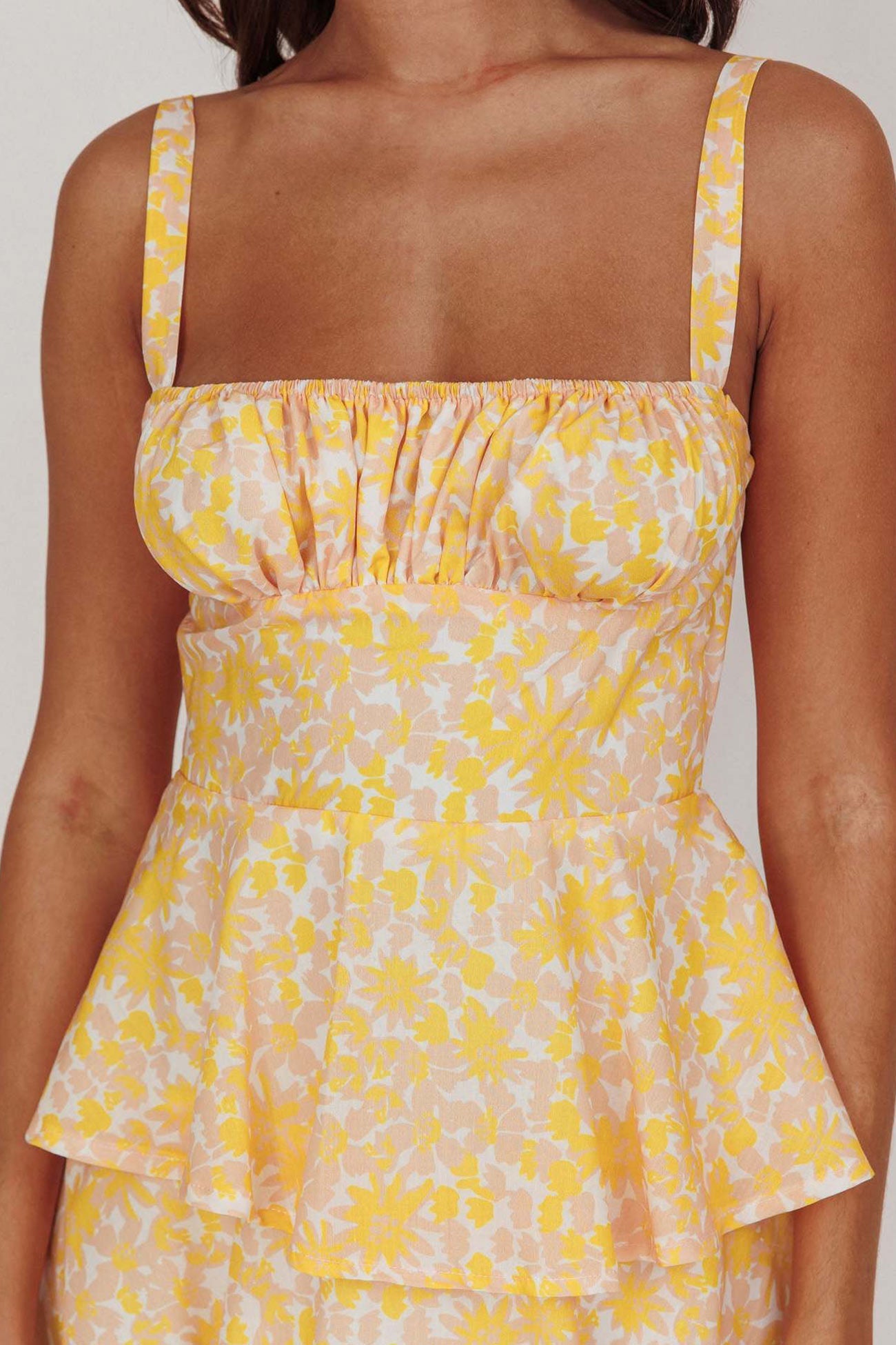 Print Tie-up Tiered Midi Dress