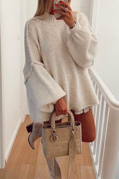 Moxidress Drop Shoulder Plain Pullover Sweater