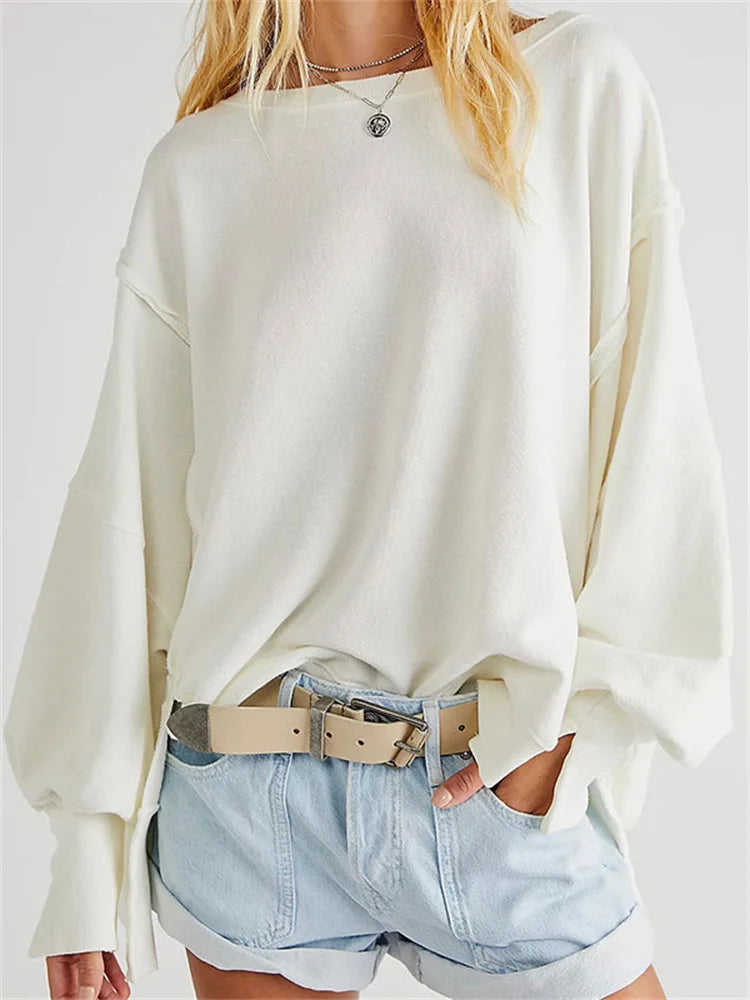 Patchwork Knit Loose Pullover Female Autumn High Waist Sweater Knitwear Pullover New