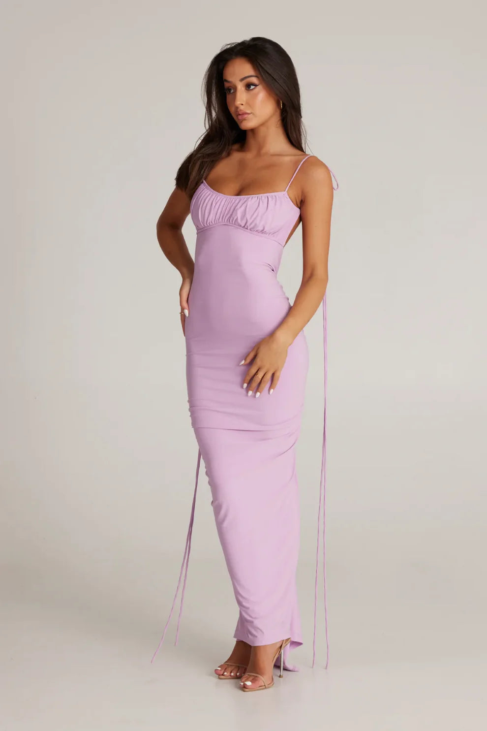 Isabella Grace - Gathered Backless Maxi Dress