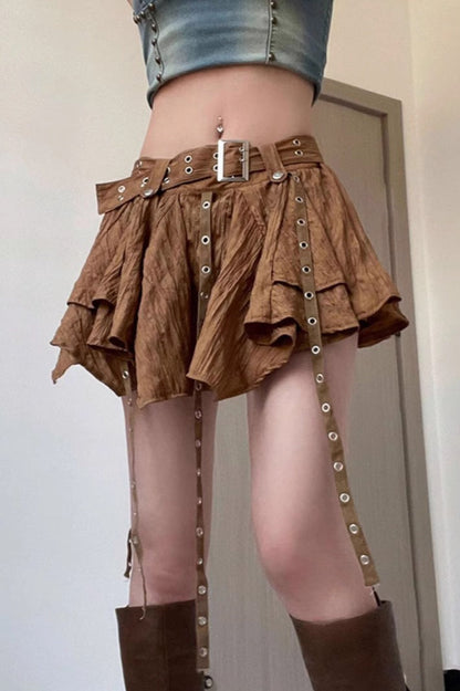 Wasteland Belt Asymmetrical Mini Skirt