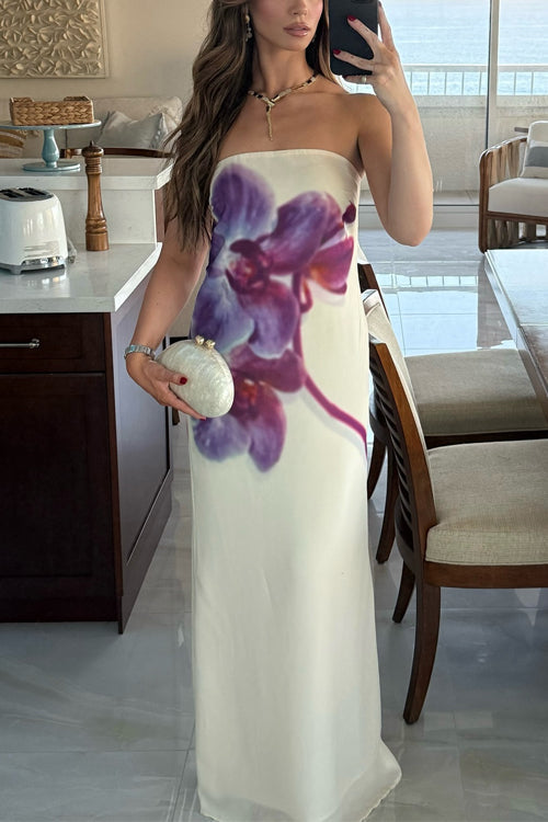 Moxidress Strapless Print Maxi Dress
