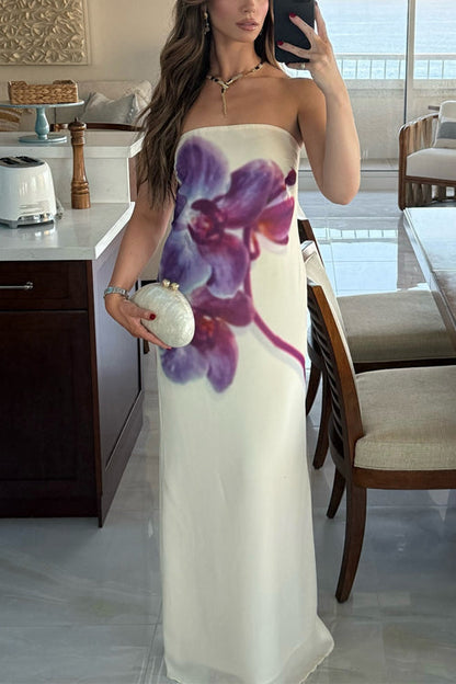 Strapless Print Maxi Dress