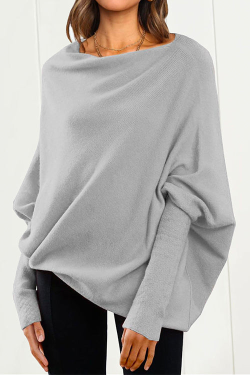 Batwing Sleeves Slouchy Knit Sweater