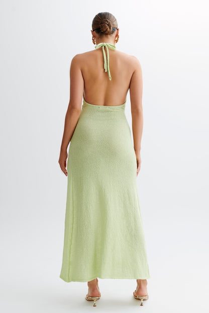 Barbara Halter Applique Knit Maxi Dress