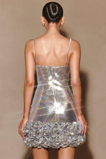 Calista Sequin Flower Mini Dress