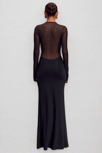 Odette Mesh Long Sleeve Maxi Dress
