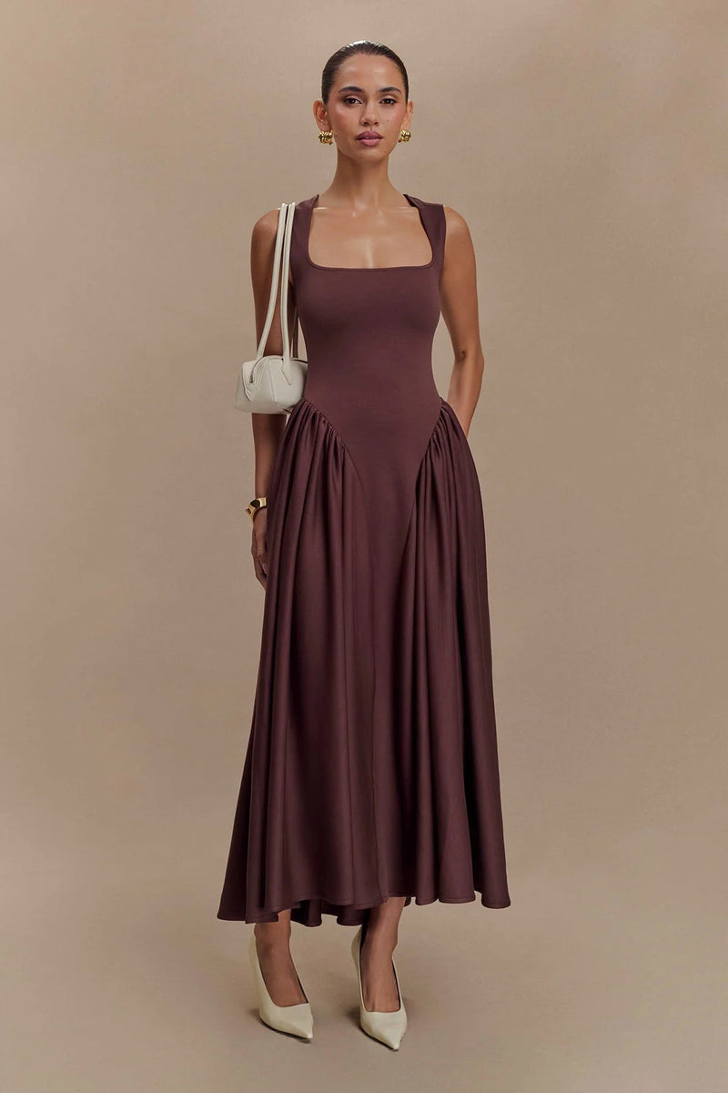 Sharon Midi Dress - Cacao Brown