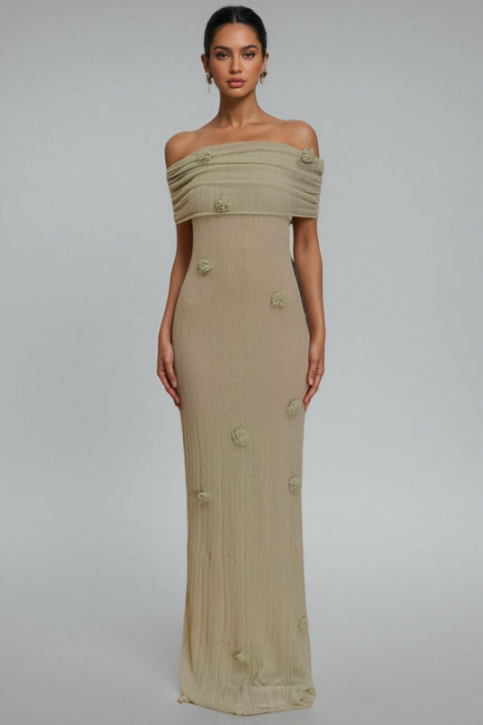 Ulrica Green Orchid Knit Maxi Dress