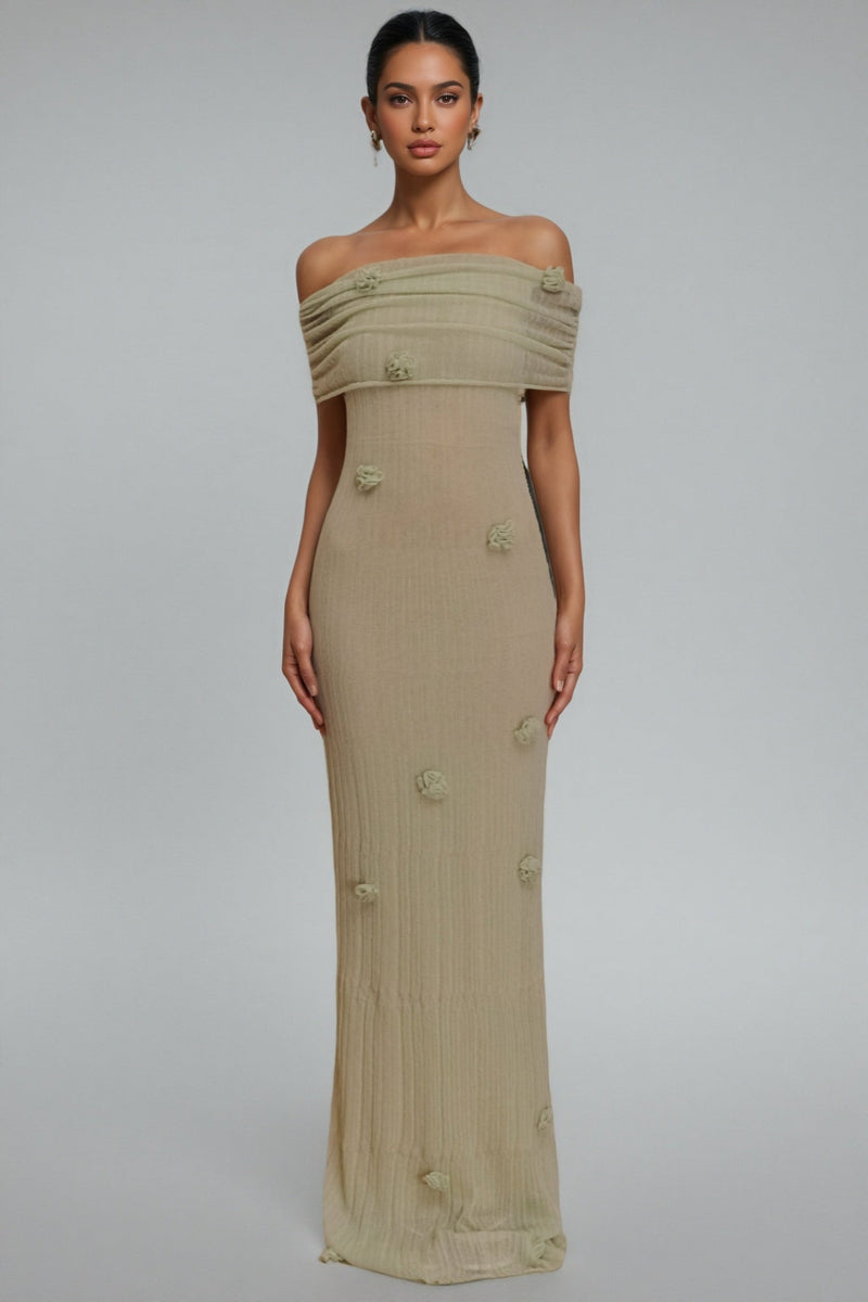 Ulrica Green Orchid Knit Maxi Dress