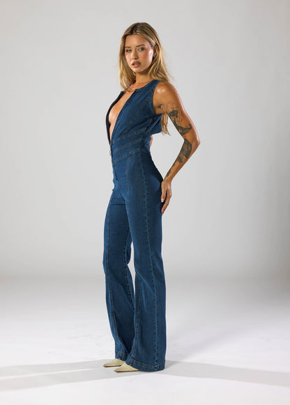 Casilda - Heart-shaped Back Zipper Jumpsuit