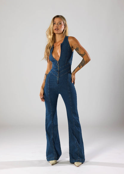 Casilda - Heart-shaped Back Zipper Jumpsuit
