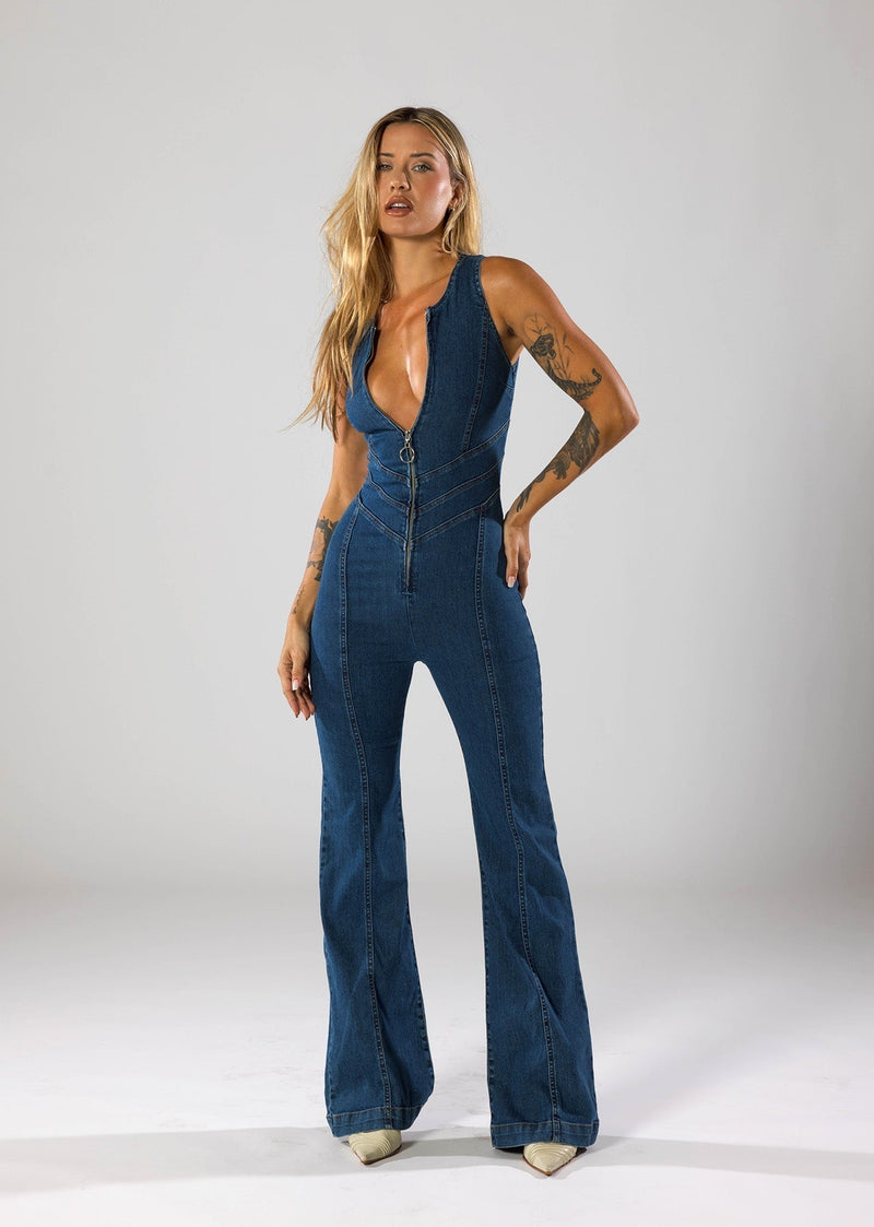 Casilda - Heart-shaped Back Zipper Jumpsuit
