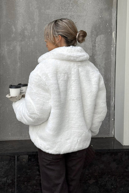 Color Minimalist Fleece Loose Coat