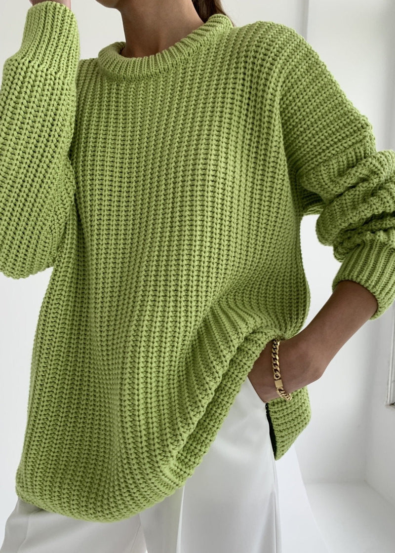 Vibrant Round Neck Oversized Sweater