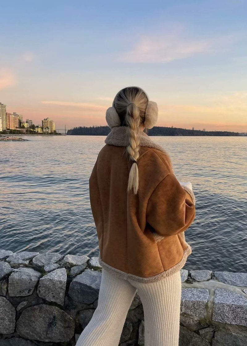 Sable Shearling-lined Coat – Brown Faux Suede Jacket With Teddy Interior