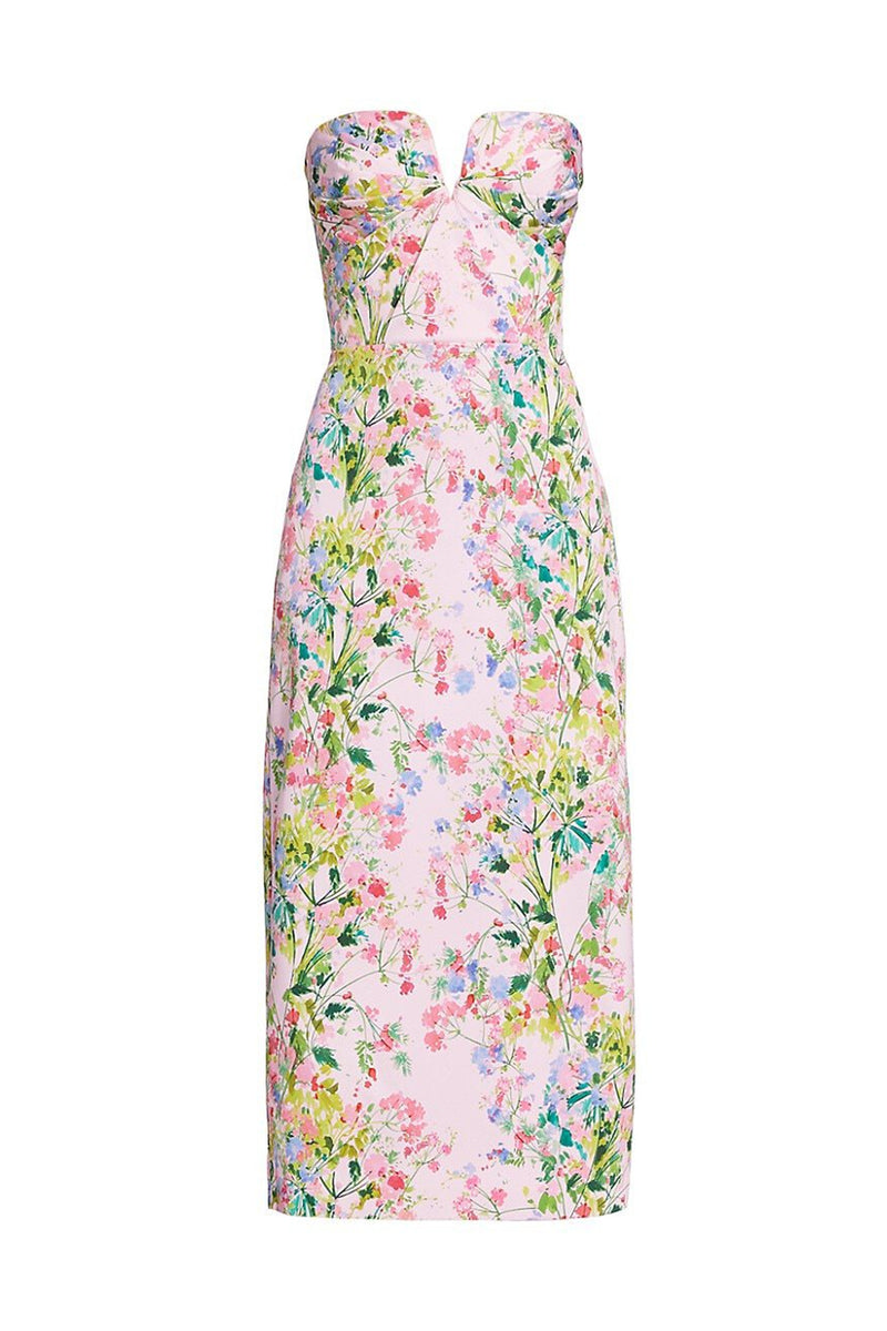 Karen Printed Strapless Midi Dress