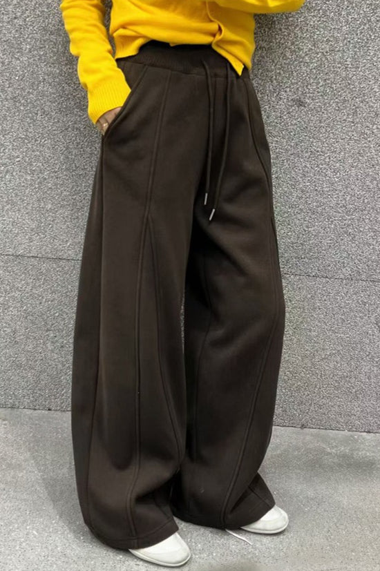 Color Fluid Wide Leg Fleece Sweat Pants