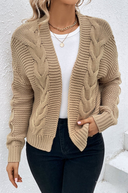 Ribbed Color Long Sleeve Knit Cardigan