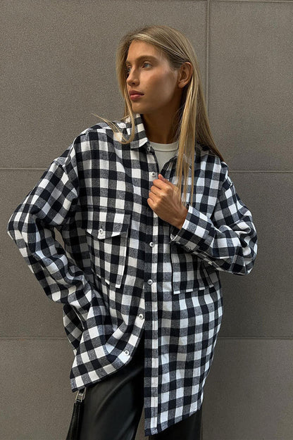 Plaid Striped Mid-length Blouse