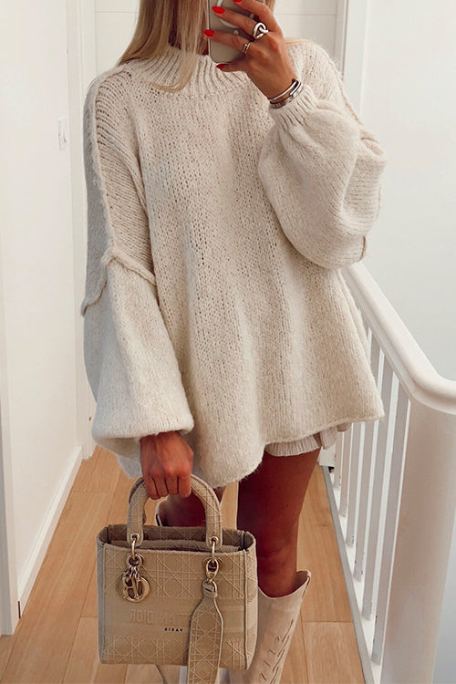 Moxidress Drop Shoulder Plain Pullover Sweater