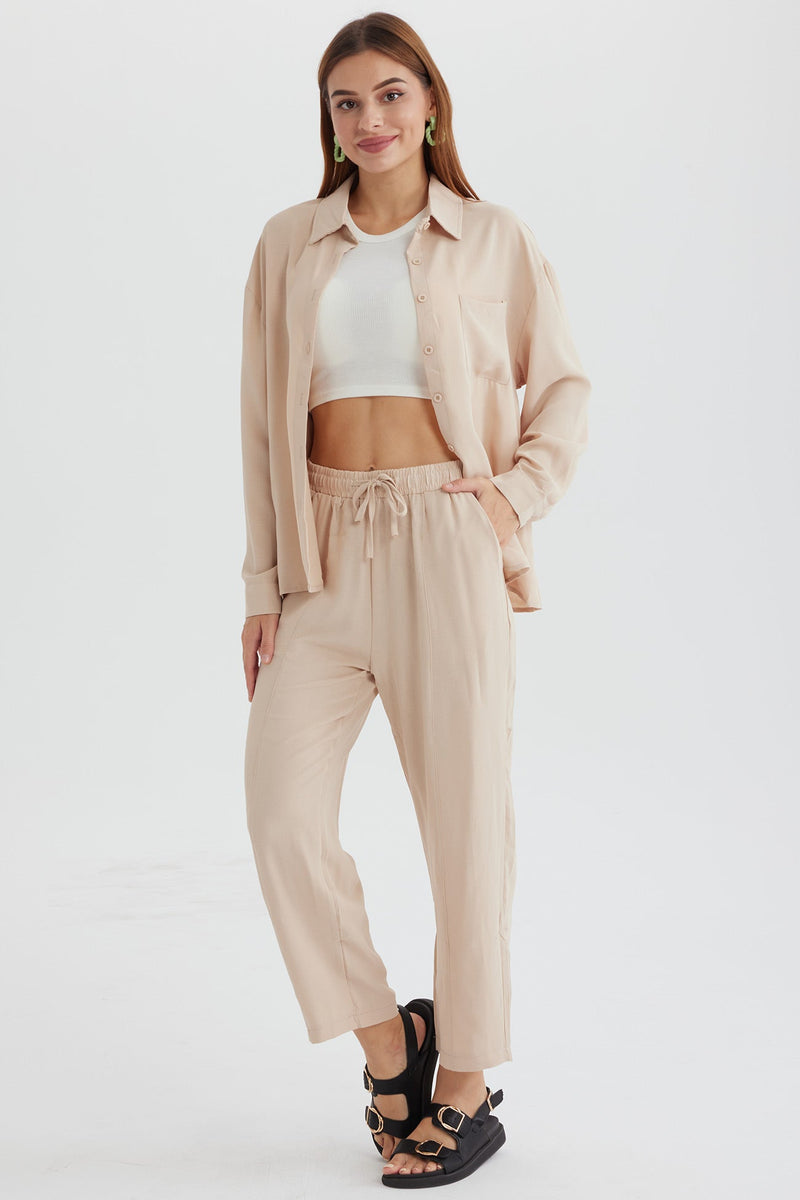 Long Sleeve Color Shirt Long Pants Set