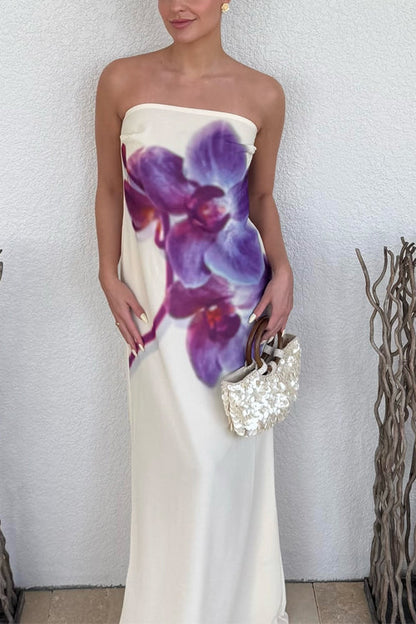 Strapless Print Maxi Dress