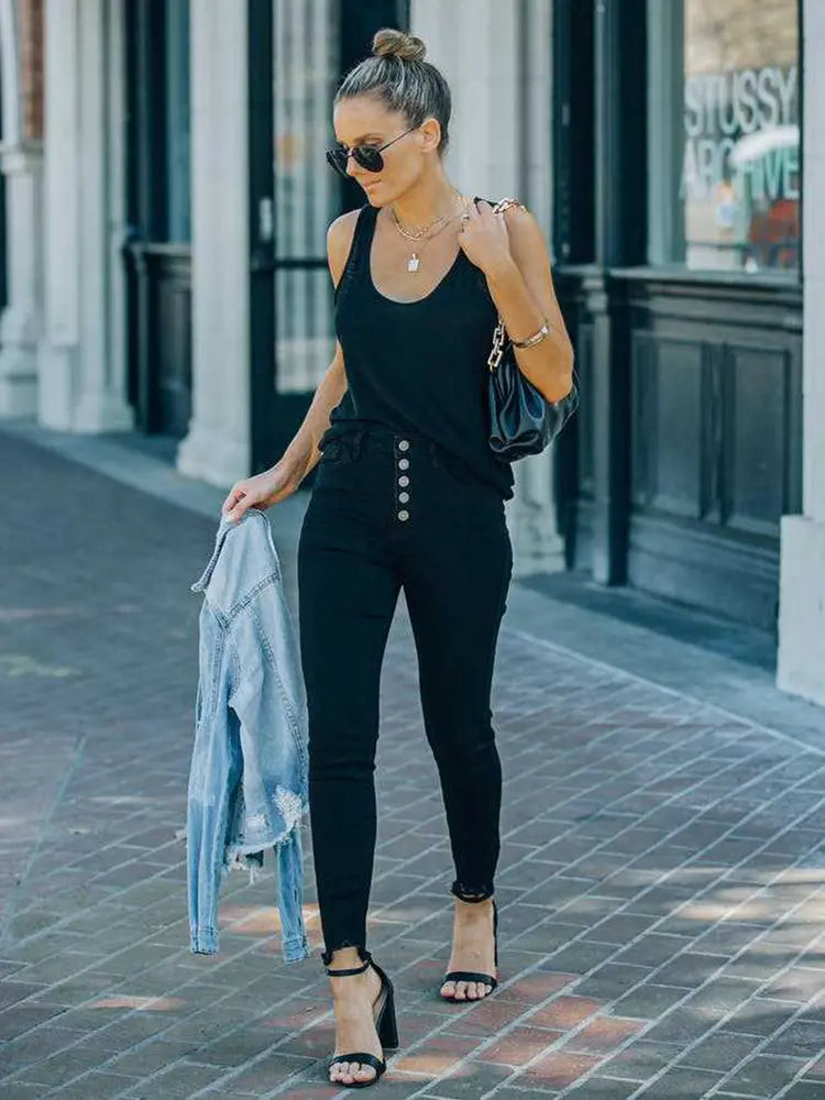 Stretch Slim-fit Denim Pencil Boots Pants