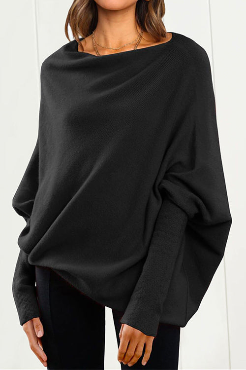 Moxidress Batwing Sleeves Slouchy Knit Sweater