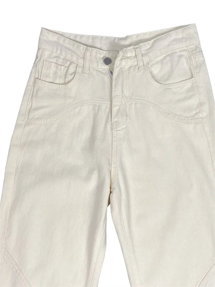 High Waist for Straight Legg Slim Summer Straight High Street Sweatpants Pocket Denim Trousers