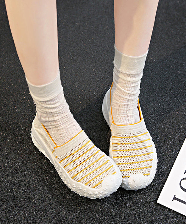 Yellow Breathable Mesh Flat Shoes for Splicing