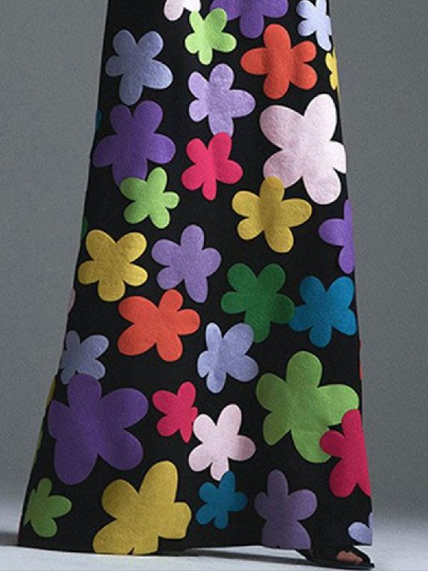 Long Sleeves Asymmetric Round-neck Maxi Dresses
